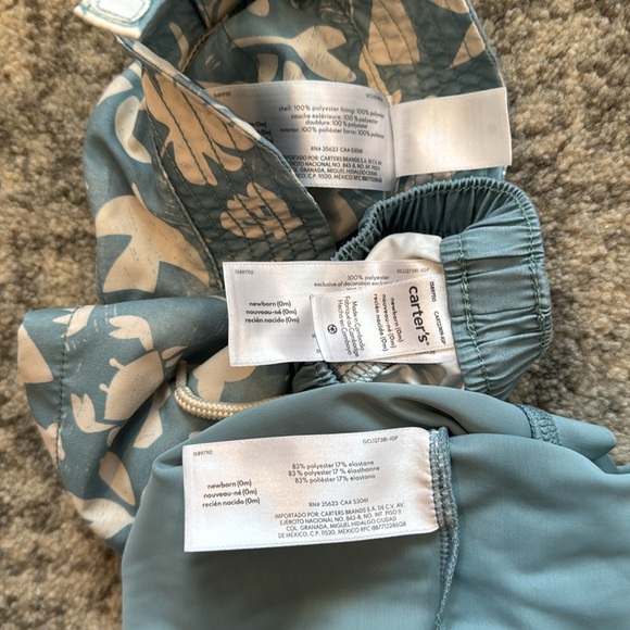 Carter's Baby 3-Piece "Beach Vibes" Rashguard Swim Trunk & Hat Set - Picture 4 of 5